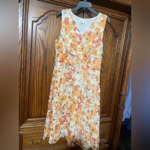 Coldwater Creek Orange and White Floral Midi Dress